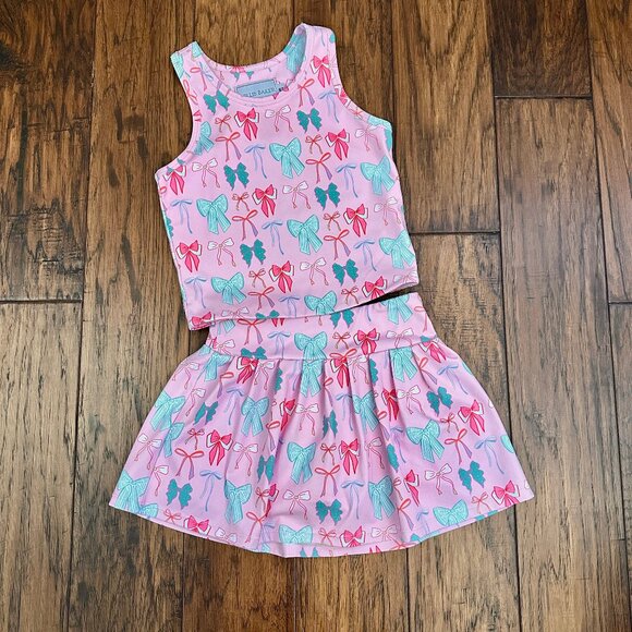 Girls' Pink Bows Athletic Skort Set - Picture 2 of 4